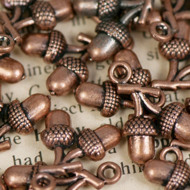 подвеска металлическая "желуди", цвет красная медь, 15x11x5 мм