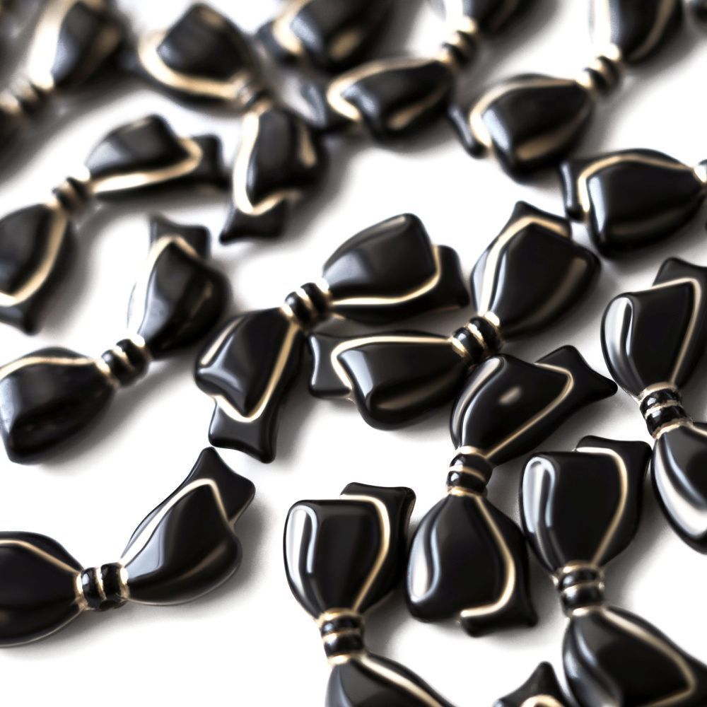 бусина, акрил "бантик-антик", цвет чёрный, 13.5x29x6 мм