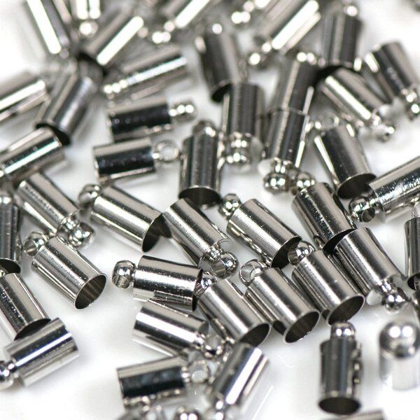 концевик для шнура "цилиндр", цвет платина, 10х5 мм