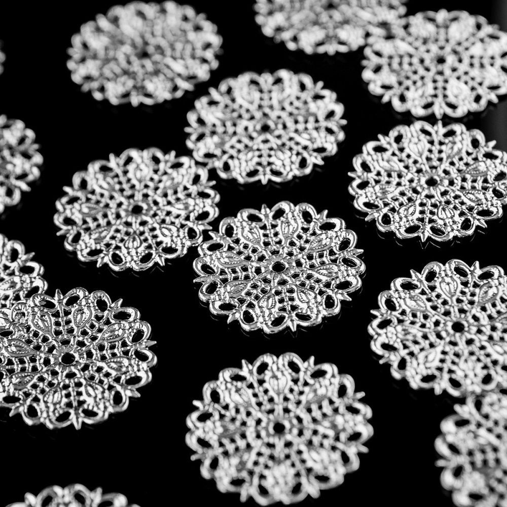 коннектор "филигрань салфетка", цвет серебро, 25х1х2 мм