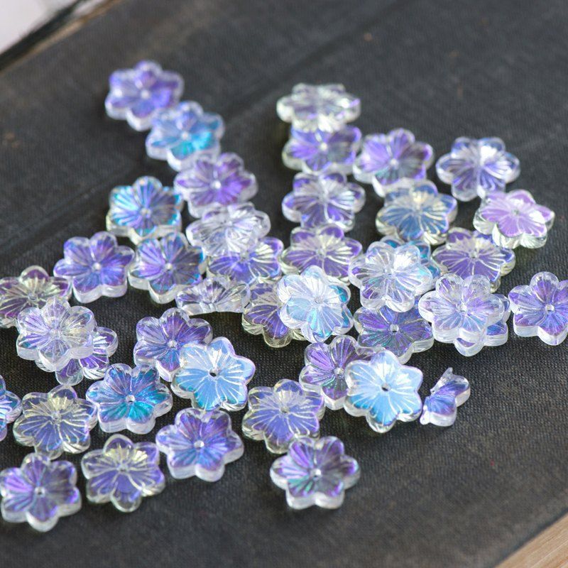 бусина "гепатика", стекло, цвет прозрачный ав, 15x13.5x3.5 мм