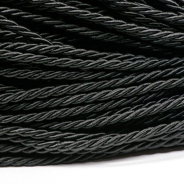 шнур витой из полиэстера, цвет черный 3.5 мм