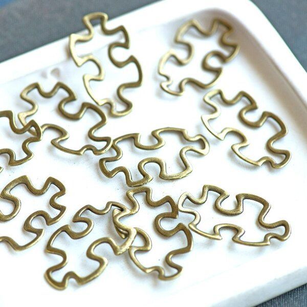 коннектор "пазл", цвет античная бронза, 30x18x3 мм