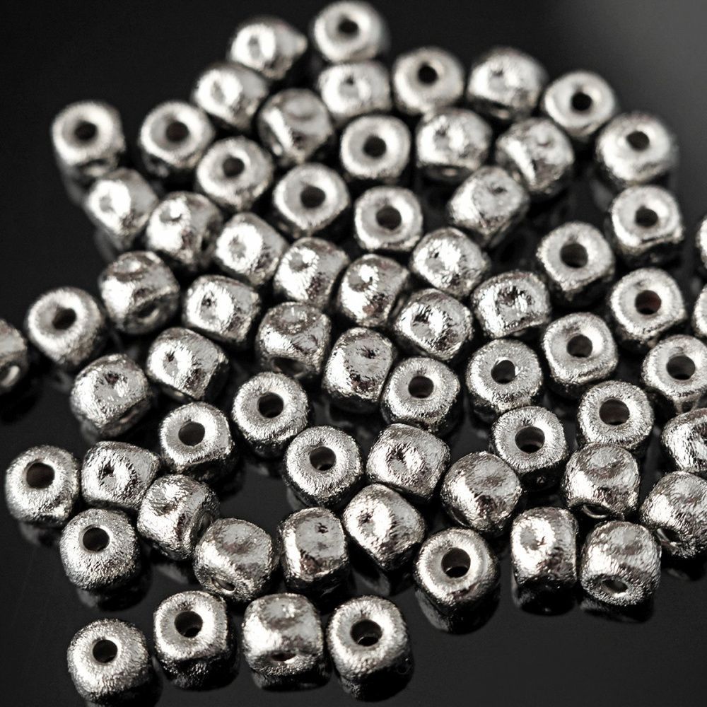 бусина, металл "текстура", покрытие платина, 5.5x4.5 мм