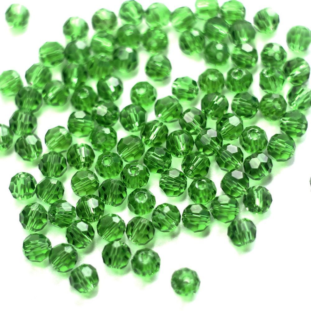 бусина, стекло 6, граненая, цвет лайм, 6 мм