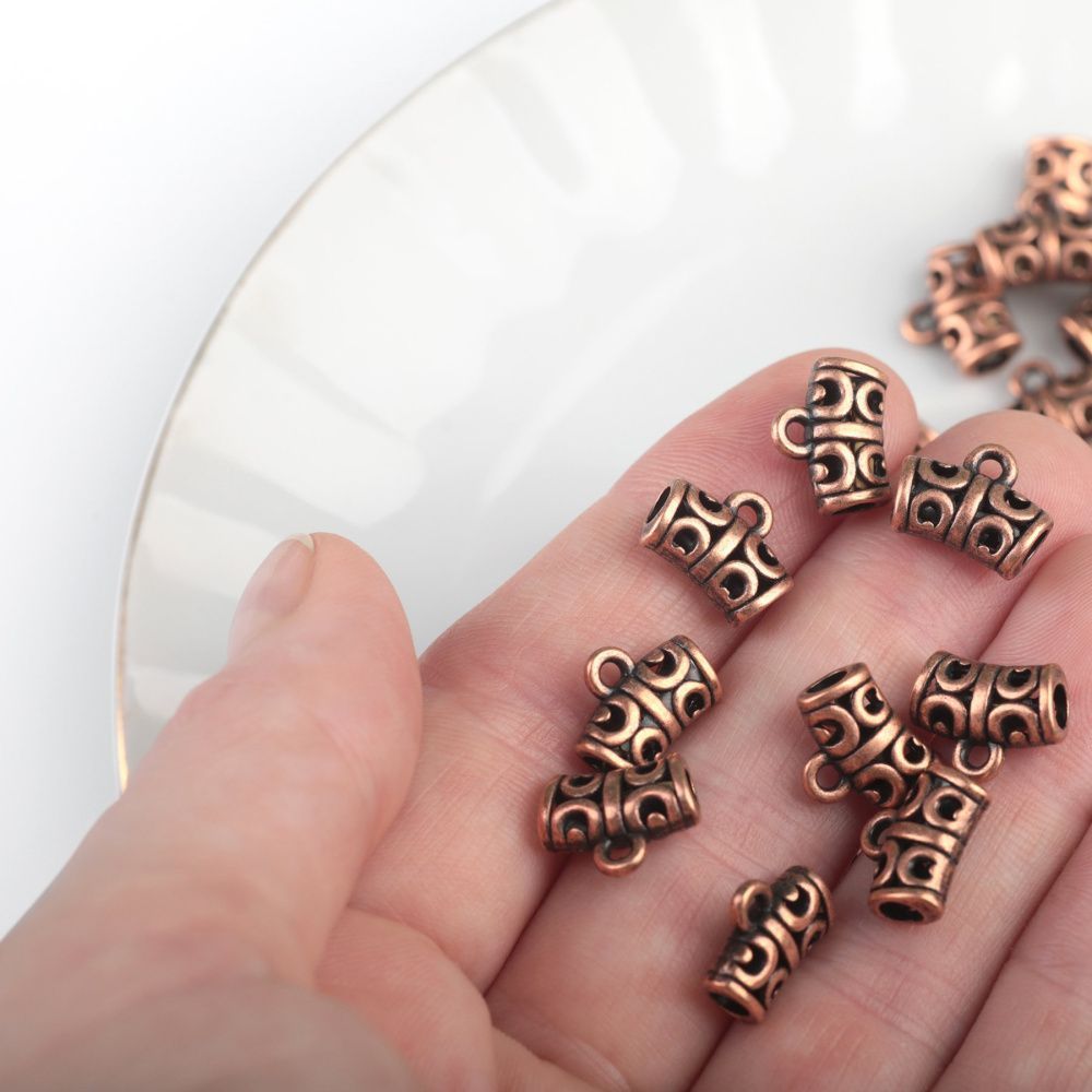 бейл "трубочка", цвет красная медь, 10х12х6 мм