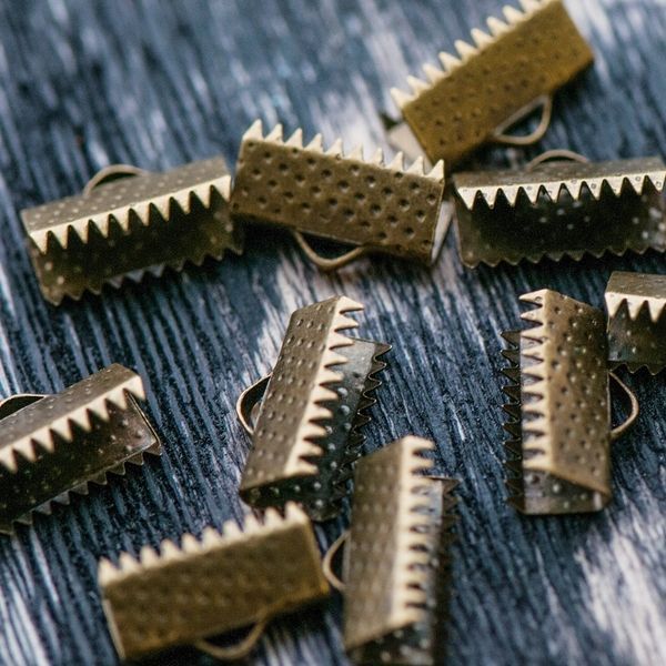 зажим для ленты, цвет античная бронза, 13x7 мм