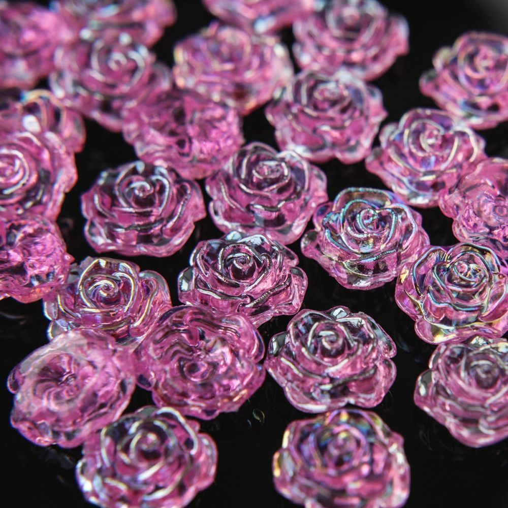 бусина-кабошон, акрил "роза", полупросверленная, цвет фуксия, 15x16x6.5 мм