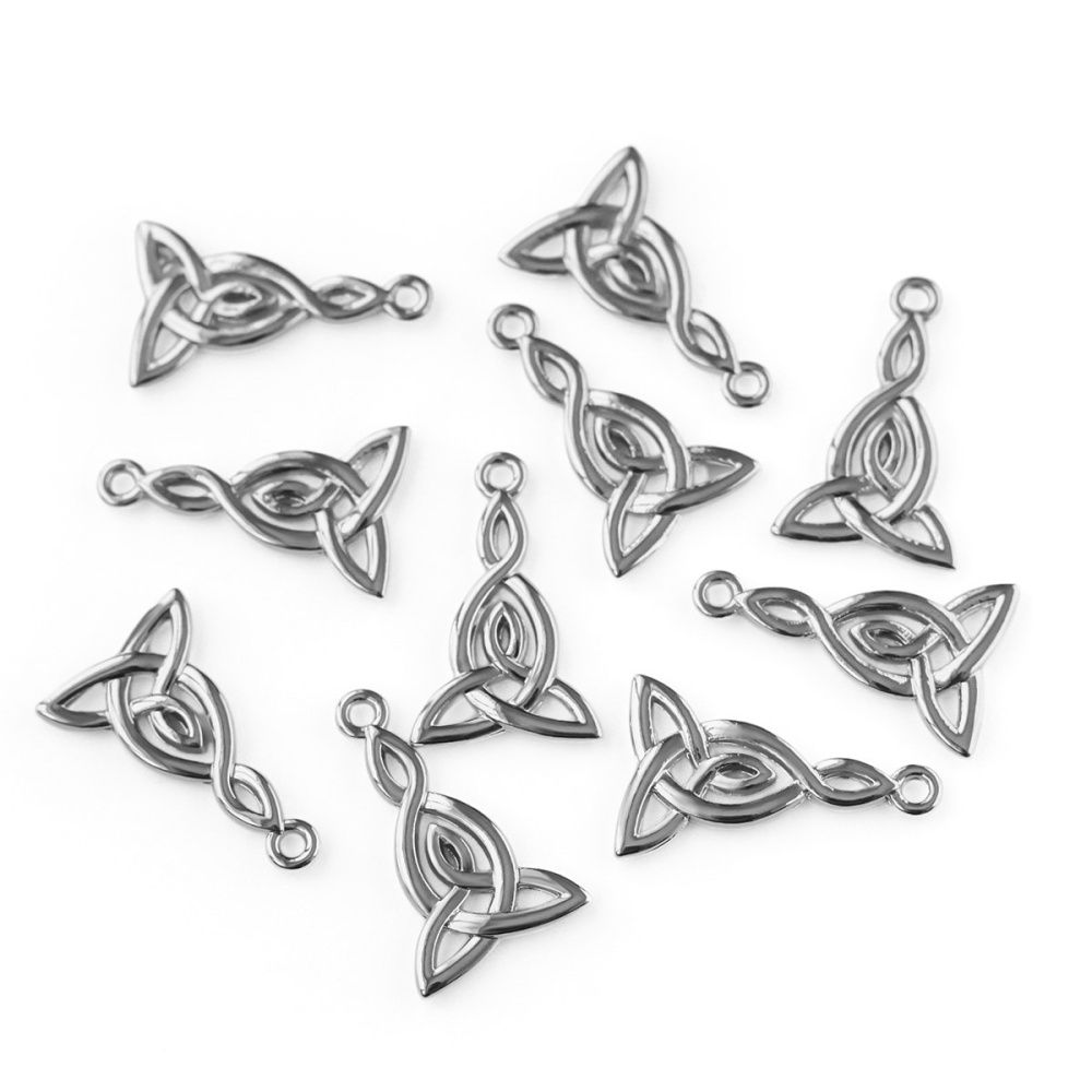 подвеска металл "трикетра", цвет платина, 25x15.5x2 мм