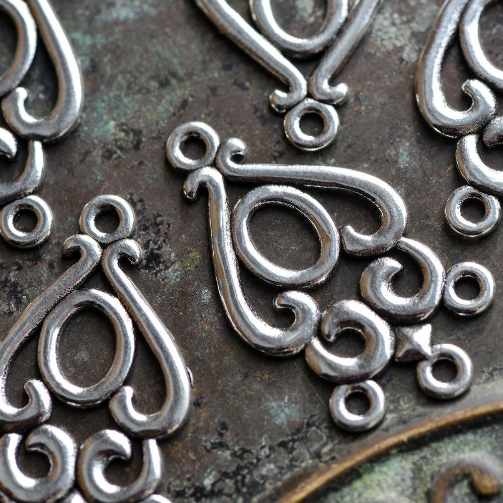 коннектор "фризет", цвет античное серебро, 34x18x1.5 мм