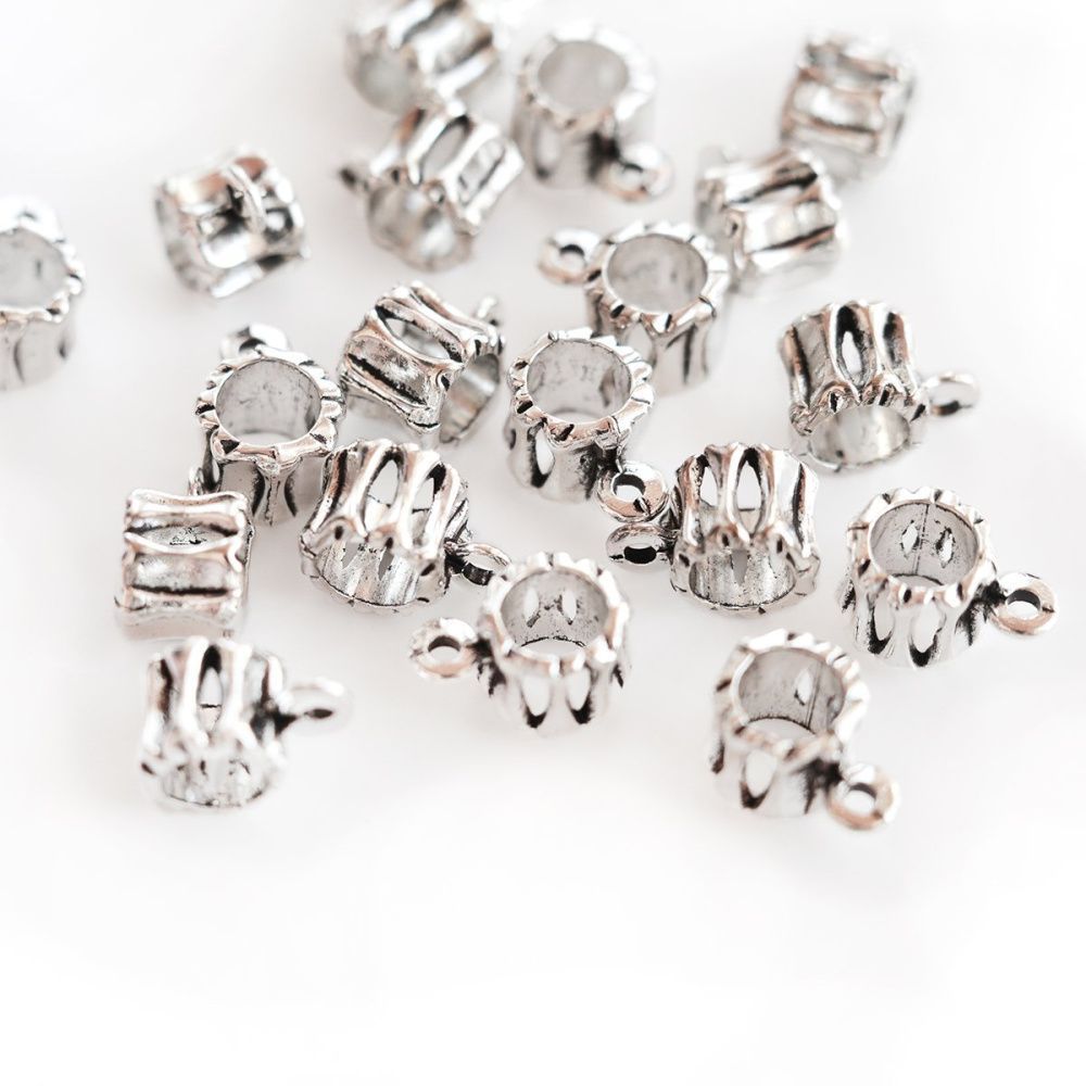 бейл "косточка", цвет античное серебро, 10x6x7 мм