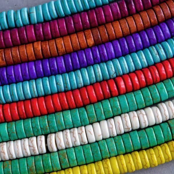 бусина говлит синтетический "хейши", рондель, цветовой микс, 8х4 мм