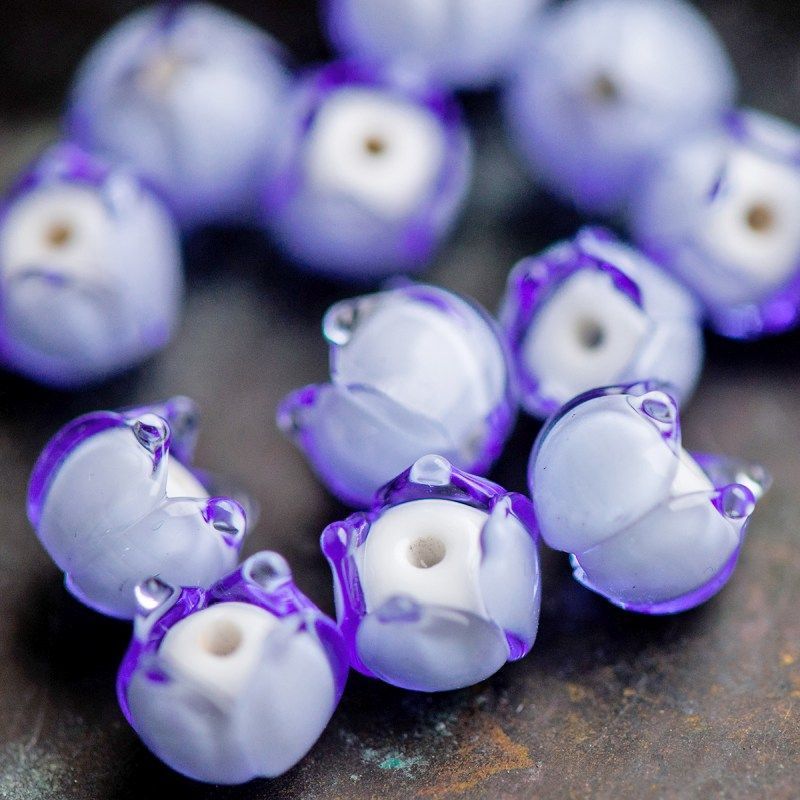 бусина, мурано "ландыш", светло-барвинковый, 7х7 мм