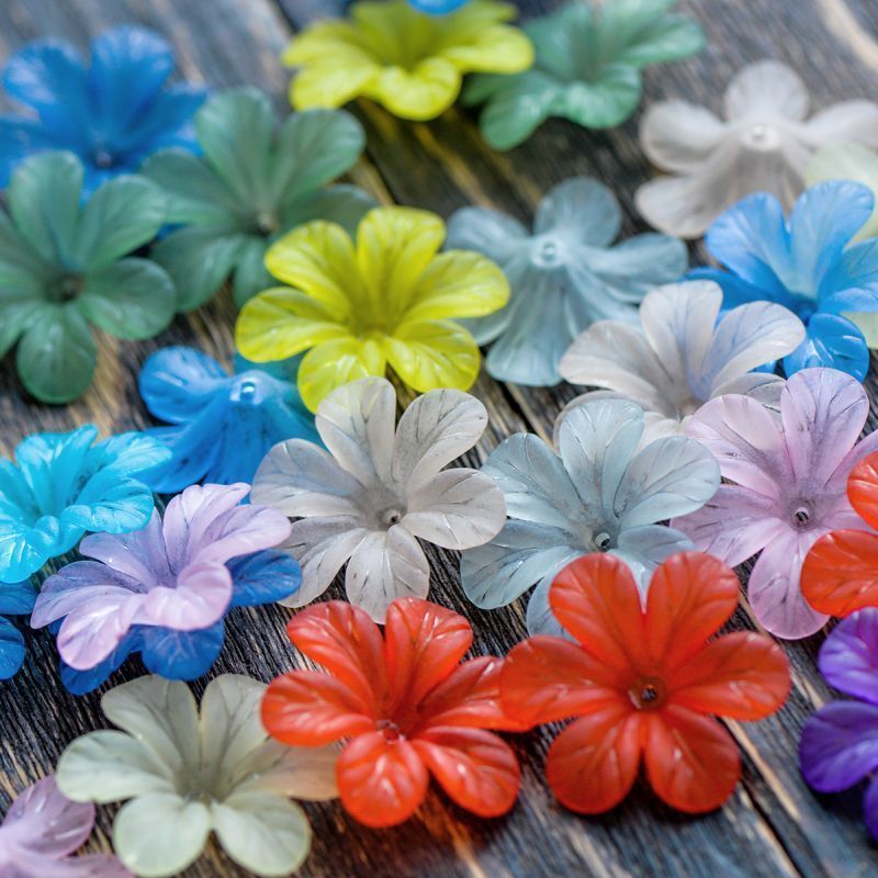 бусина, акрил "фрезия", цветовой микс, 33x8 мм