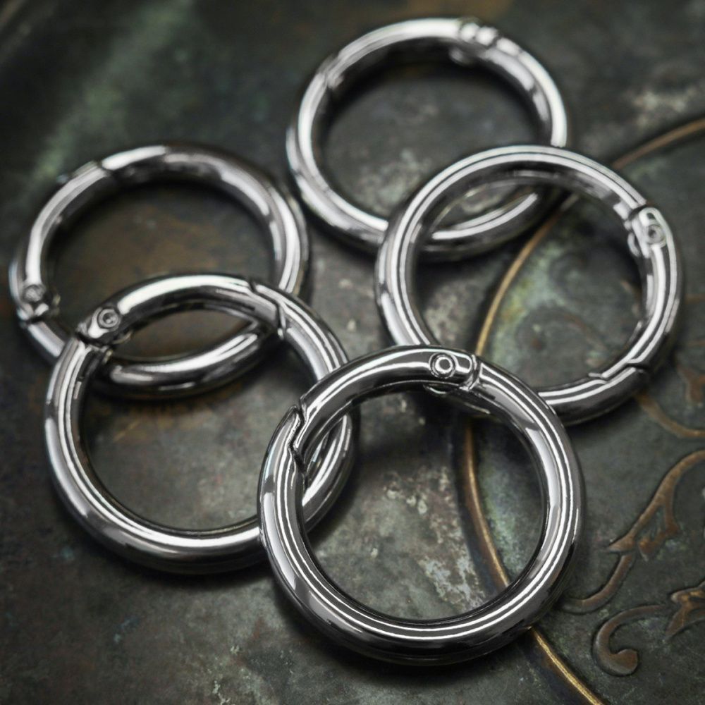 Замочки замок-кольцо для брелоков, цвет платина, 34.6x4.8 мм