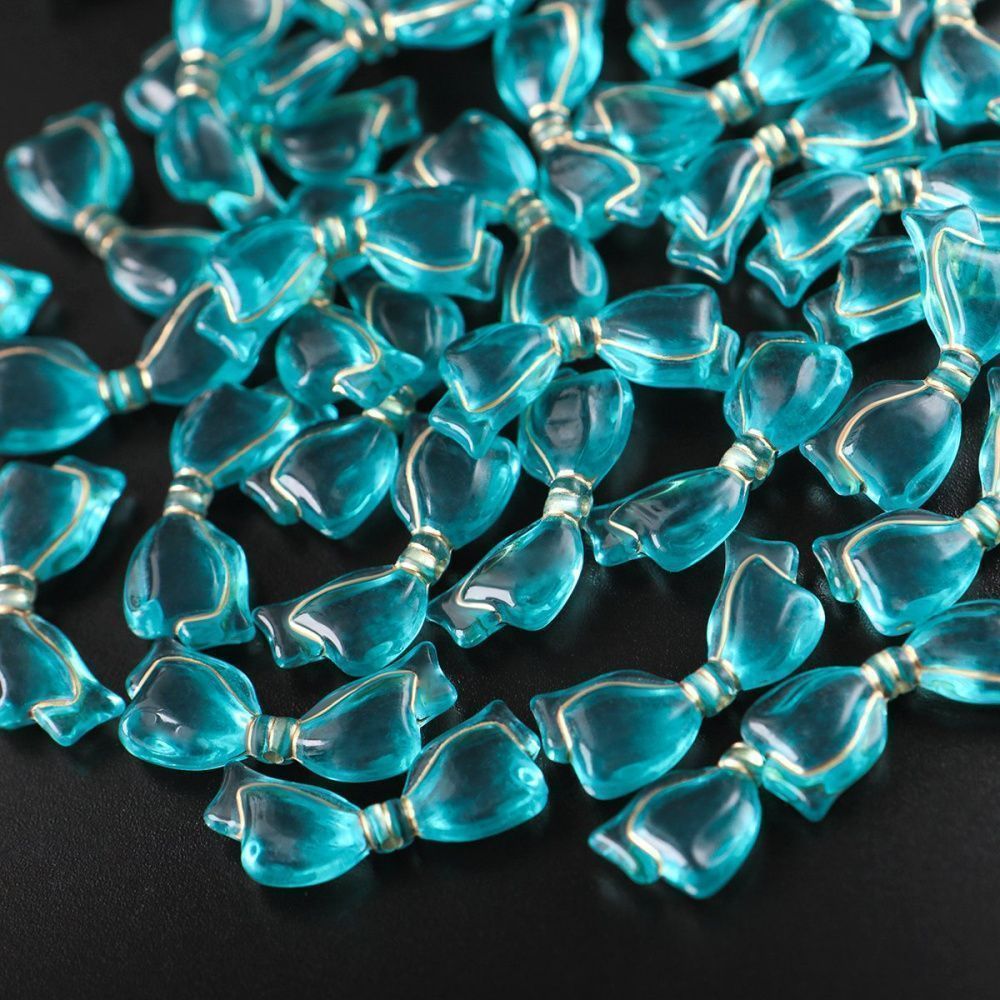 бусина, акрил "бантик-антик", цвет сине-зеленый, 13.5x29x6 мм