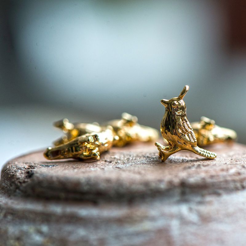 подвеска металл "птичка", позолота, 12.5x8.5x4 мм