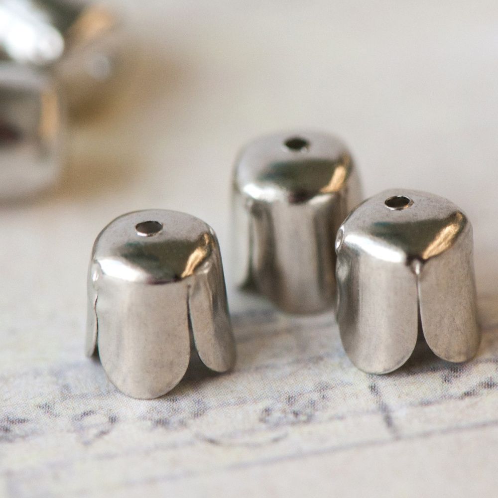 концевик для шнура "белл", цвет платина, 6х6 мм