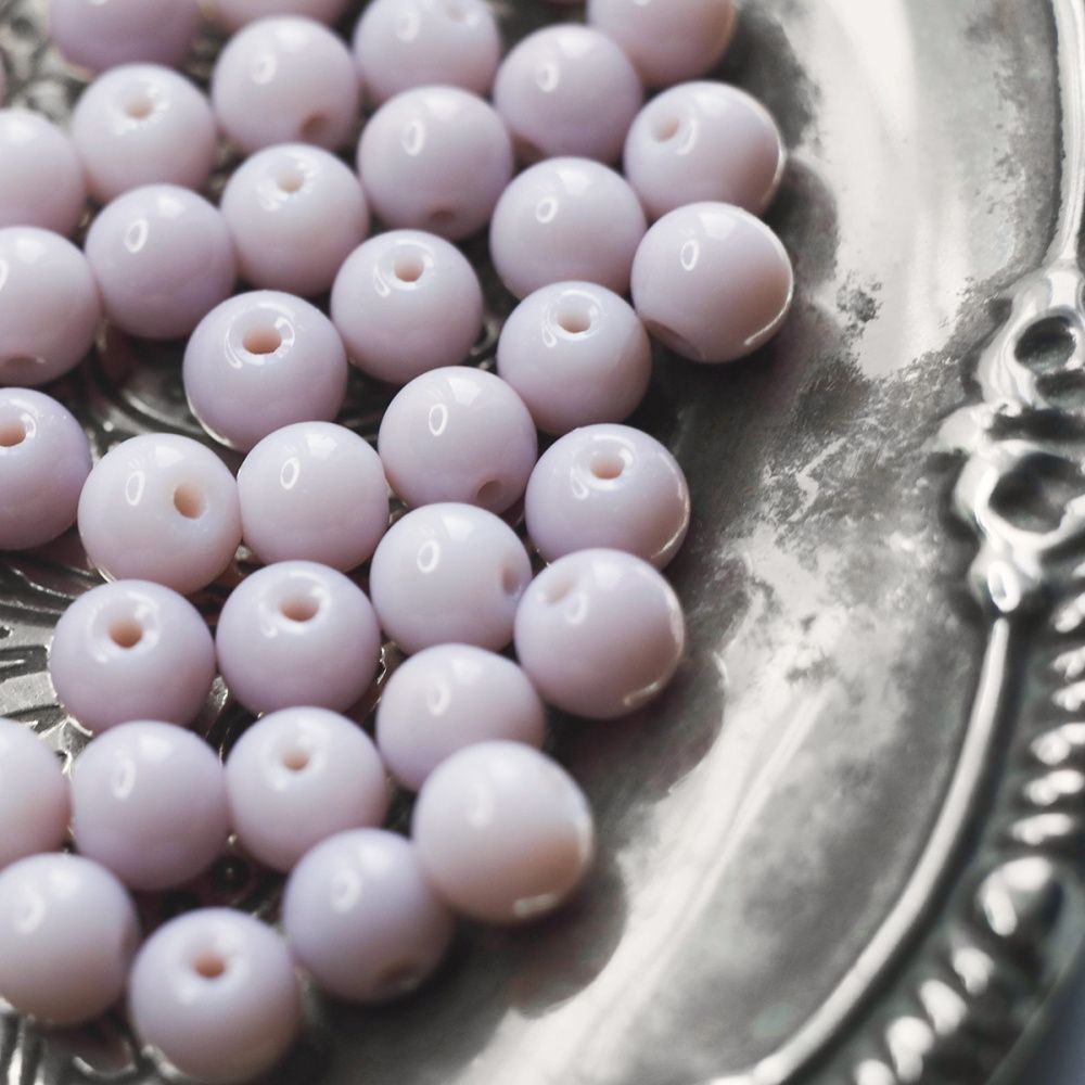 бусина, стекло 8, цвет розово-коричневый, 8 мм