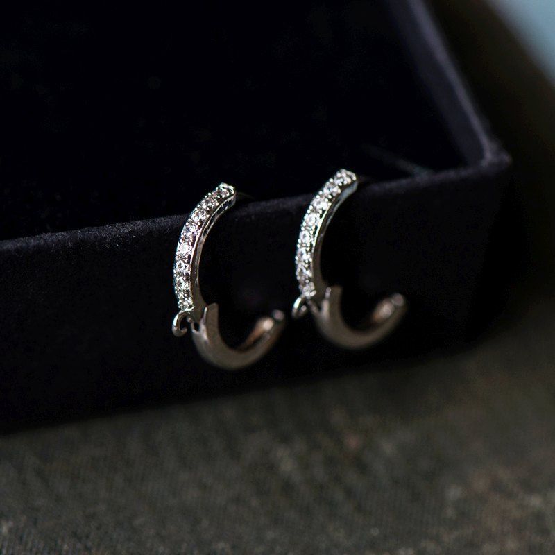 пуссеты "колечко", цирконий, цвет платина, 16x14x2 мм