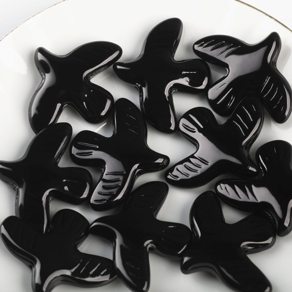 бусина, лэмпворк "голубь", стекло, цвет чёрный, 34x42x9 мм