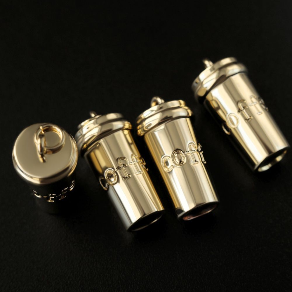 подвеска металл "стаканчик кофе", позолота, 22.5x10.5 мм