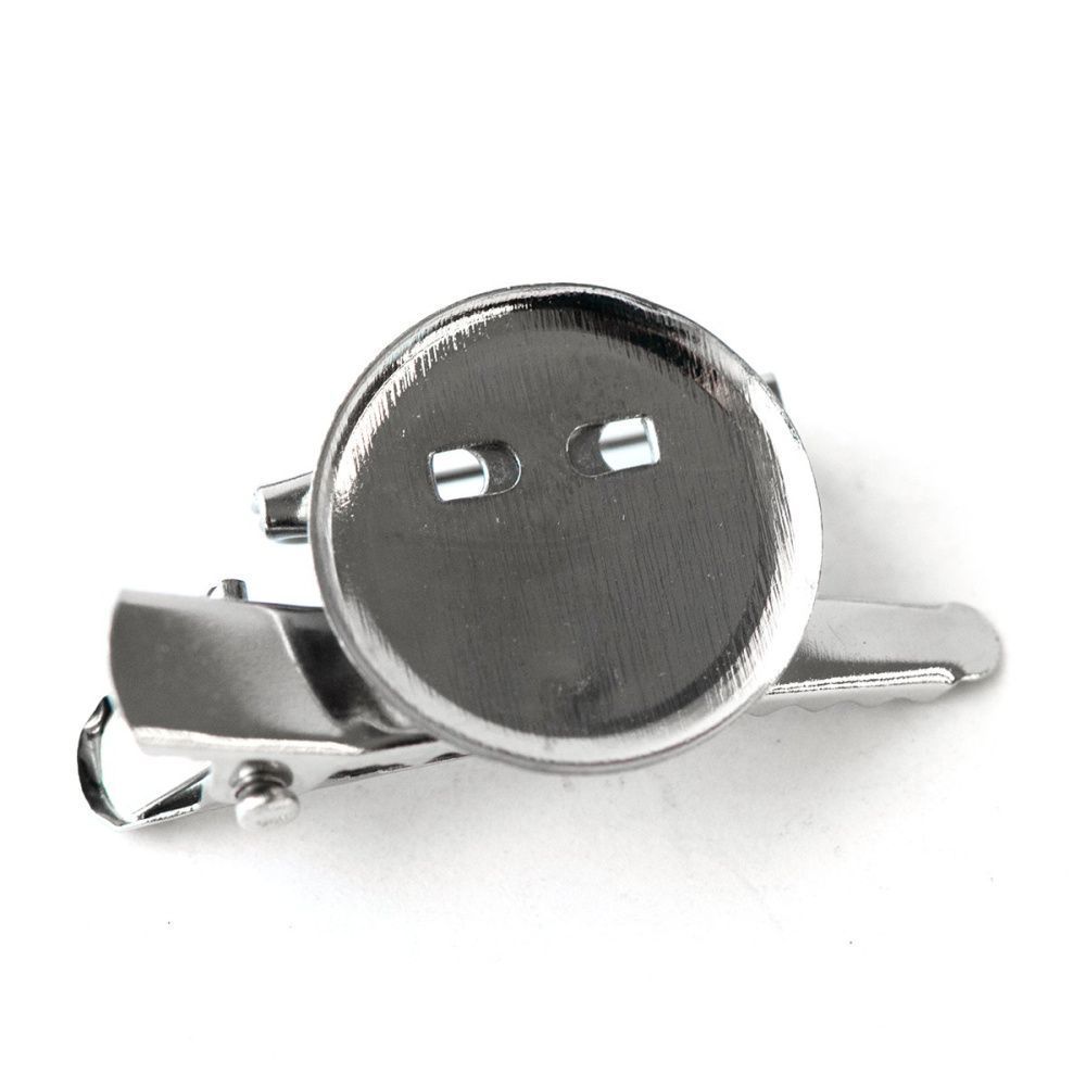 основа для броши-заколки "клип", цвет платина, 35х20х5 мм