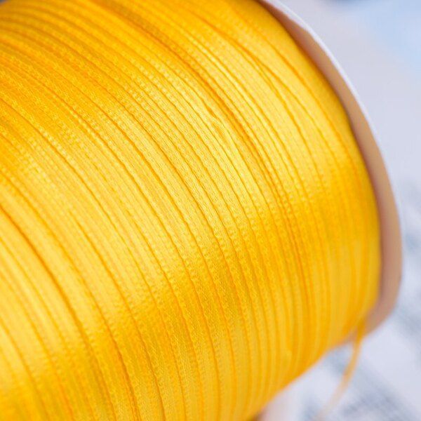 лента, атлас, цвет желтый темный, ширина 3 мм ленты