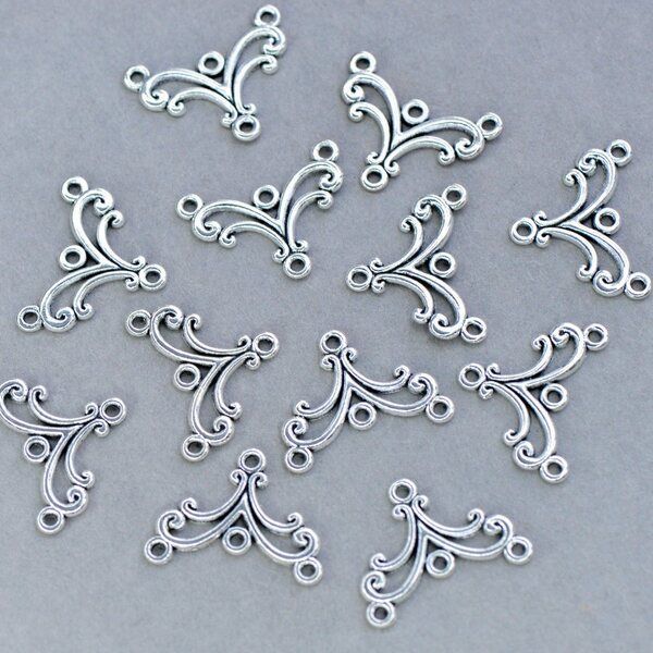 коннектор "завитушки", цвет античное серебро, 27х21х1.5 мм