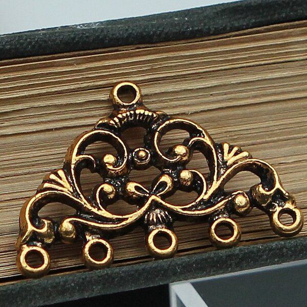 коннектор "каданс", цвет античное золото, 13x17x2 мм