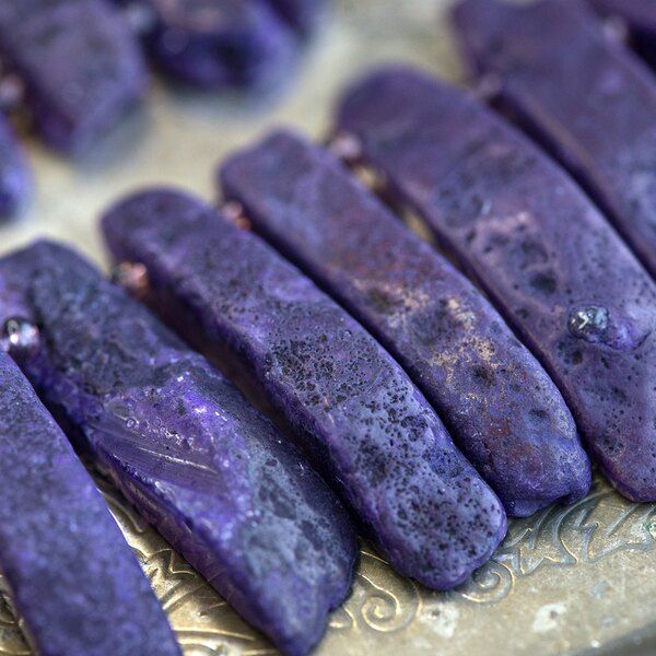 (им) бусина агат, багет, цвет сиреневый, размерный микс