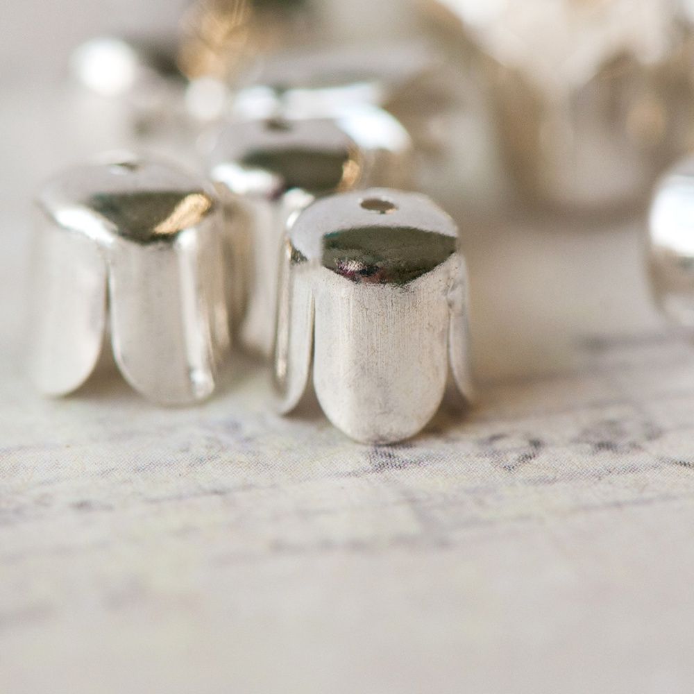 концевик для шнура "белл", цвет серебро, 6х6 мм