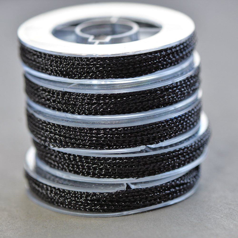 шнур металлик, цвет черный, 0.6 мм, 8 м