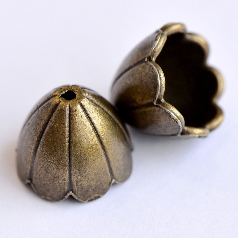 колпачок для бусин "крокус", цвет античная бронза, 17х17х15 мм