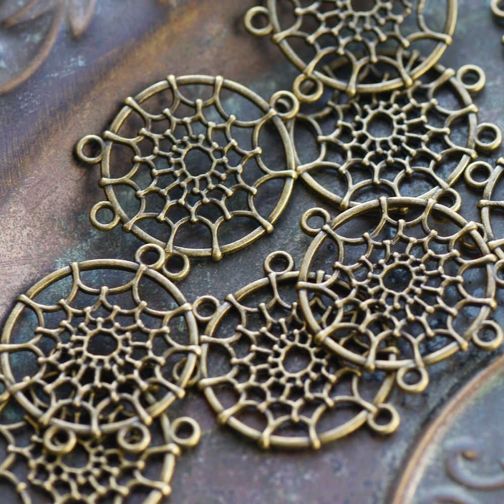 коннектор "ловец снов", цвет античная бронза, 34x28x2 мм