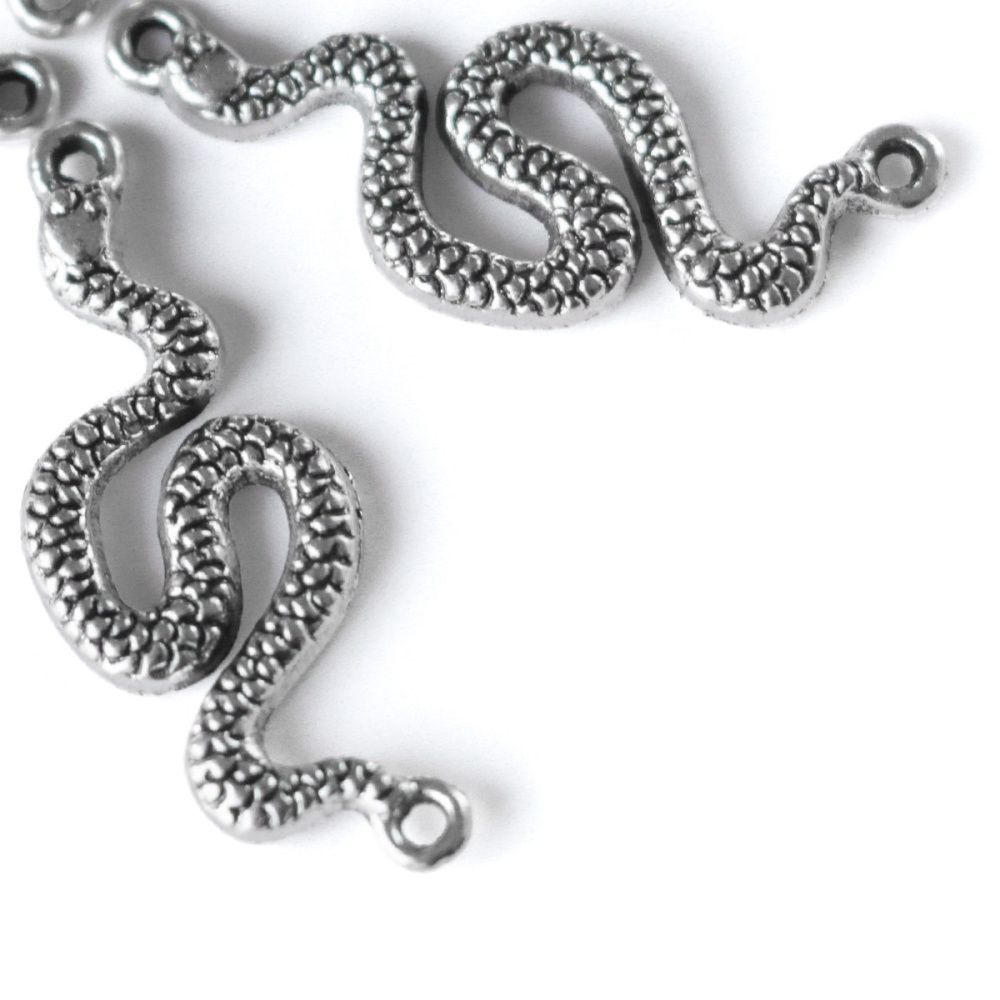 коннектор "змея", цвет античное серебро, 40x15x2.5 мм