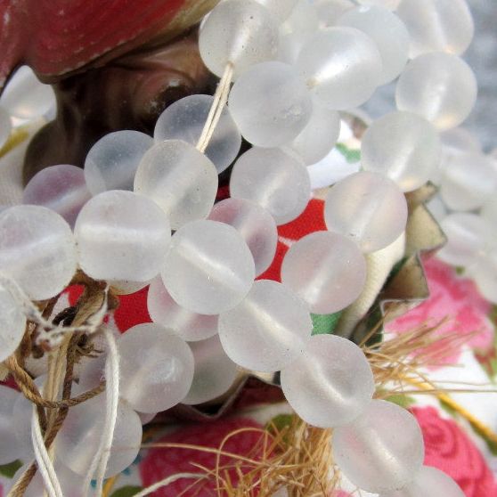 бусина, стекло 6, матовая, цвет белый, 6 мм