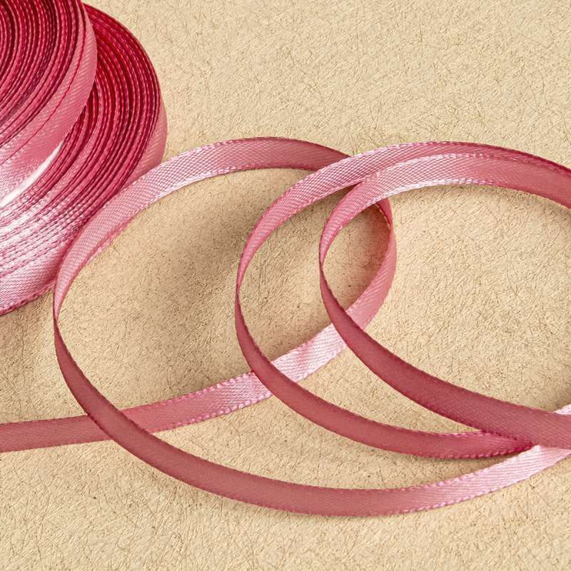 лента, атлас, цвет розовый, ширина 6 мм ленты