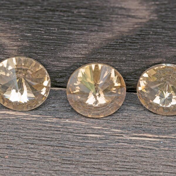 кабошон стекло риволи, цвет золотистый, 12 мм