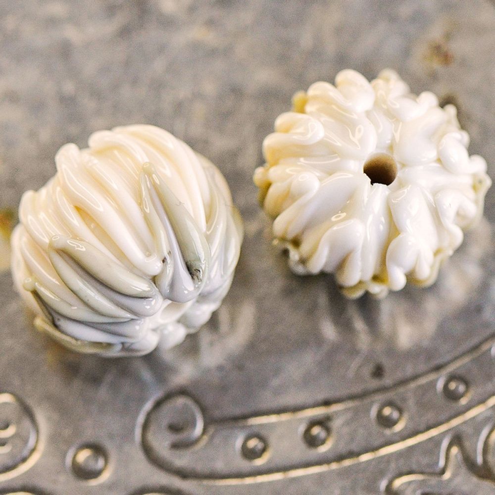 бусина, мурано "клевер", айвори, 22х15 мм