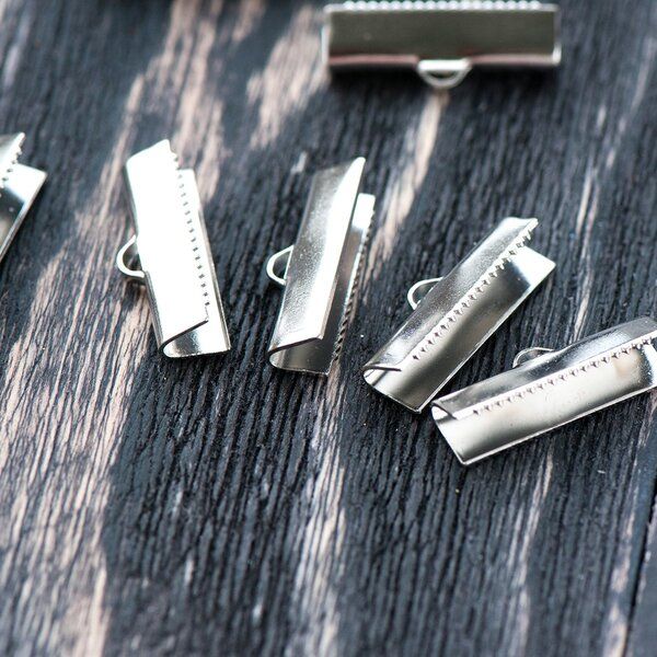 зажим для ленты, цвет платина, 20х4 мм