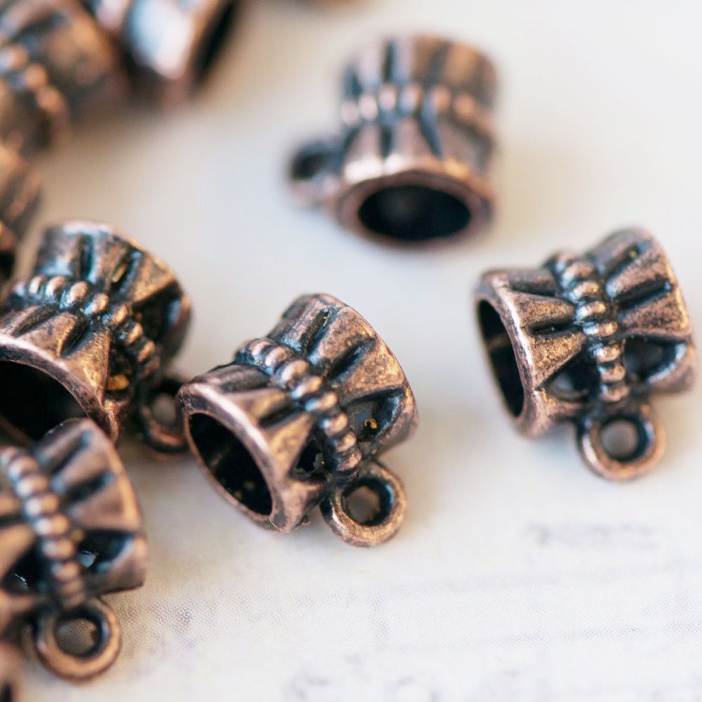 бейл "трубочка", цвет античная медь, 12х9 мм