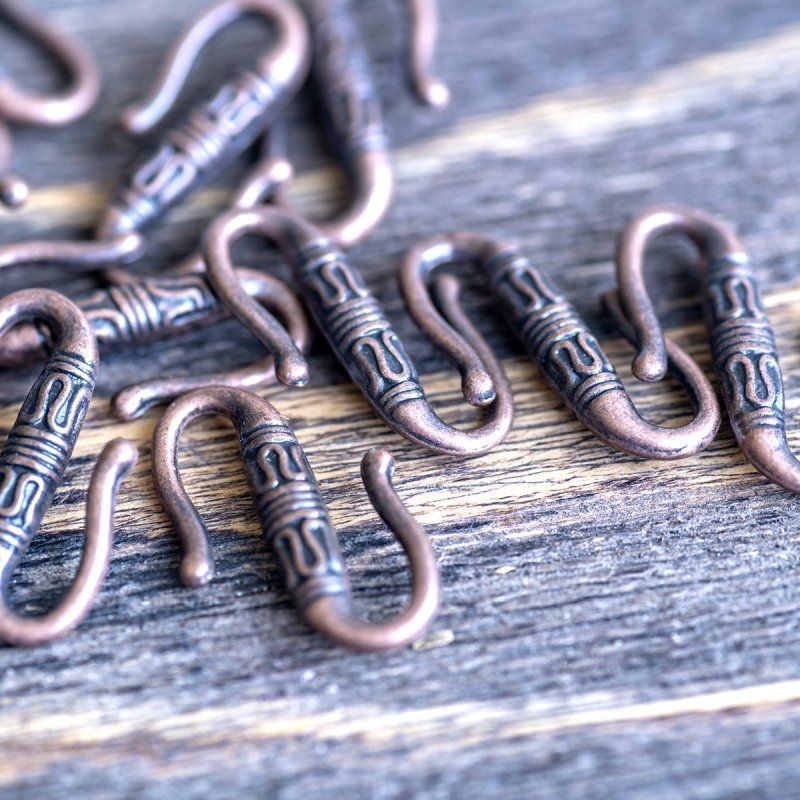 Замочки застежка "тибет", цвет красная медь, 22x6.5 мм