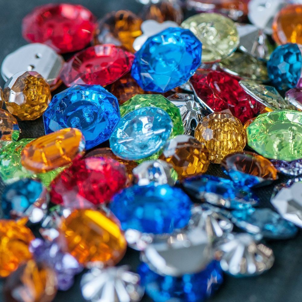 бусина-пуговица "грани", акрил, цветовой и размерный микс