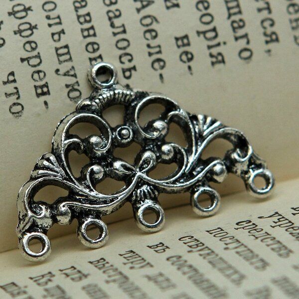 коннектор "каданс", цвет античное серебро, 13x17x2 мм