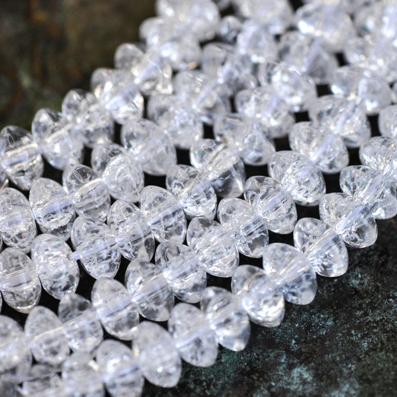 бусина, стекло "кракле-рондель", цвет прозрачный, 8x4 мм