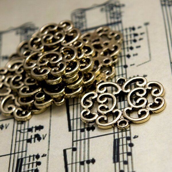 коннектор "флори", цвет античное золото, 24x30x2 мм