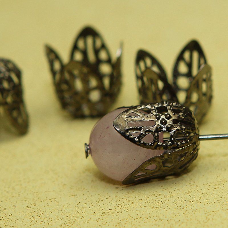 колпачок для бусин "бутон", цвет черный, 11x10x12 мм