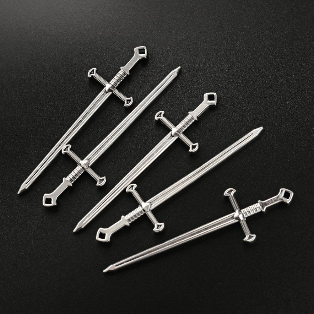 подвеска металл "меч", цвет античное серебро, 80x23x5 мм