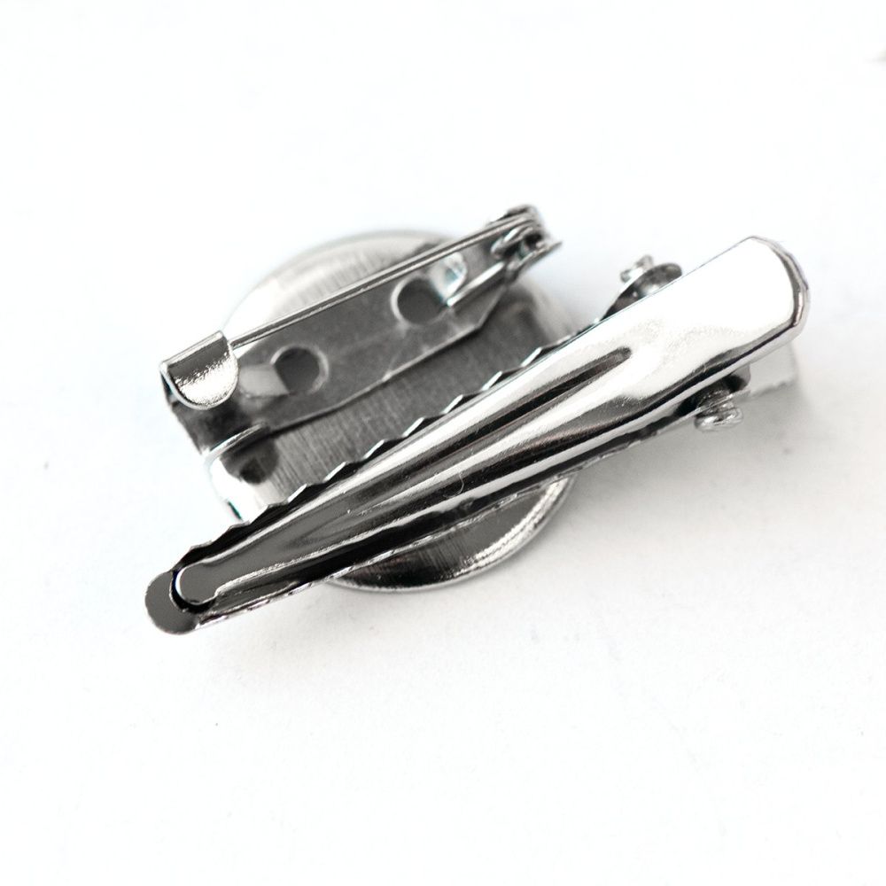 основа для броши-заколки "клип", цвет платина, 35х20х5 мм